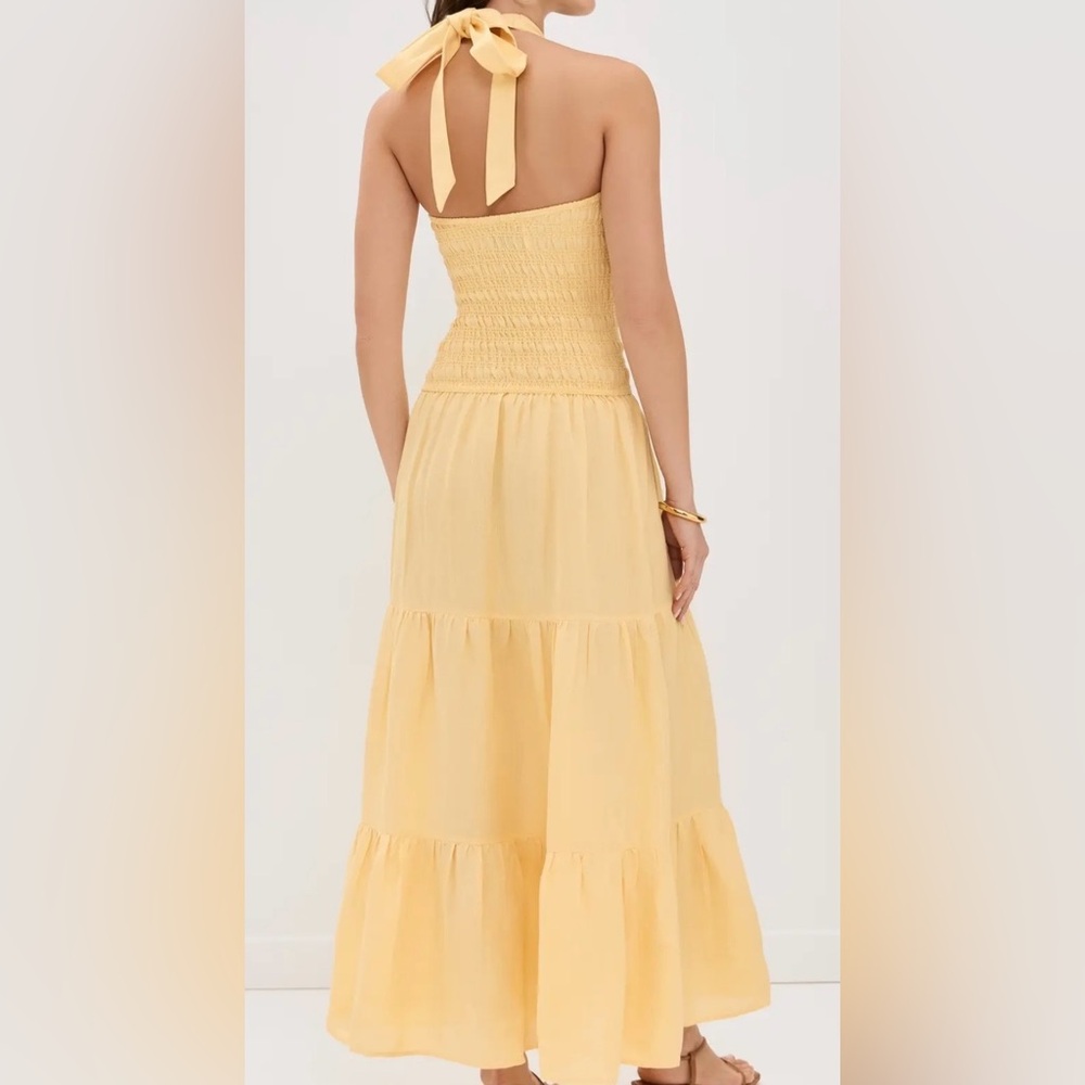 THE WOLF GANG OSTIA SHIRRED MAXI DRESS IN BUTTER•Size Small - Picture 2 of 6